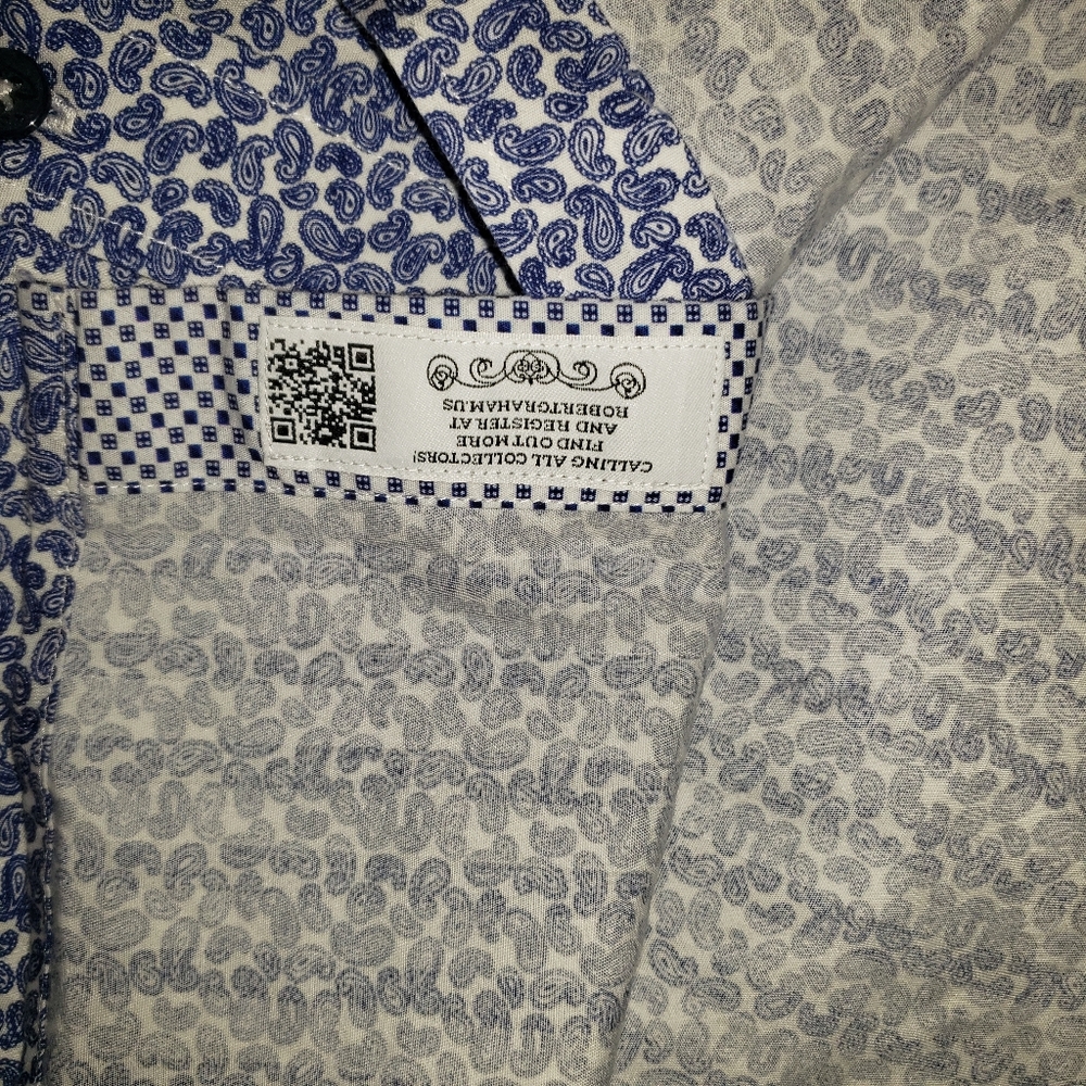 Robert Graham blue and white paisley button down Mens Size large. - Picture 4 of 14